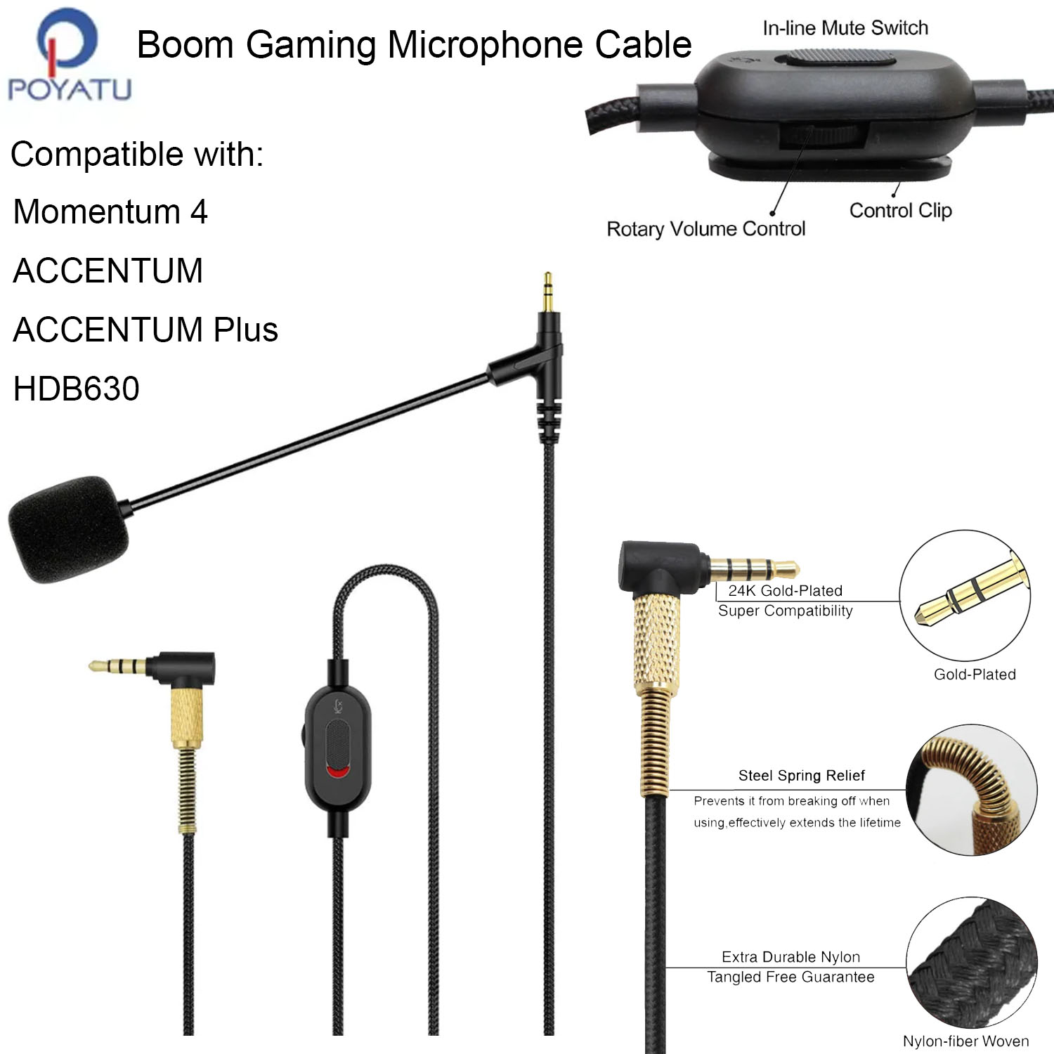Sennheiser Headphone Momentum 4 - بوم هيئة التصنيع العسكري كابل سماعة